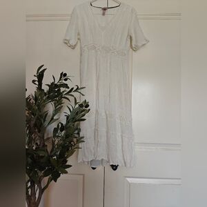 White Boho midi dress
